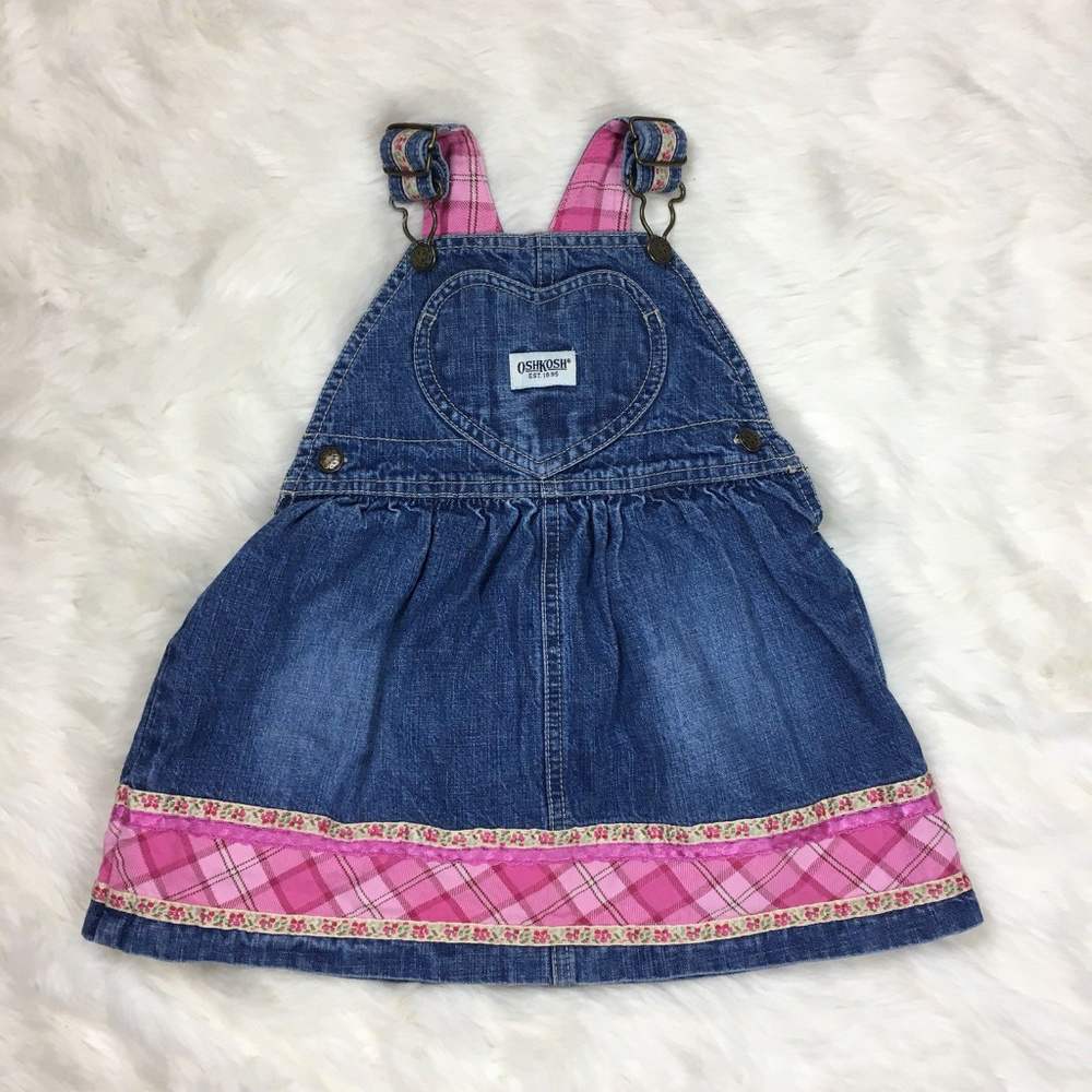 Oshkosh Girls Overall Dress Emboridered Bottom